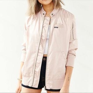 Members only elongated bomber jacket light pink